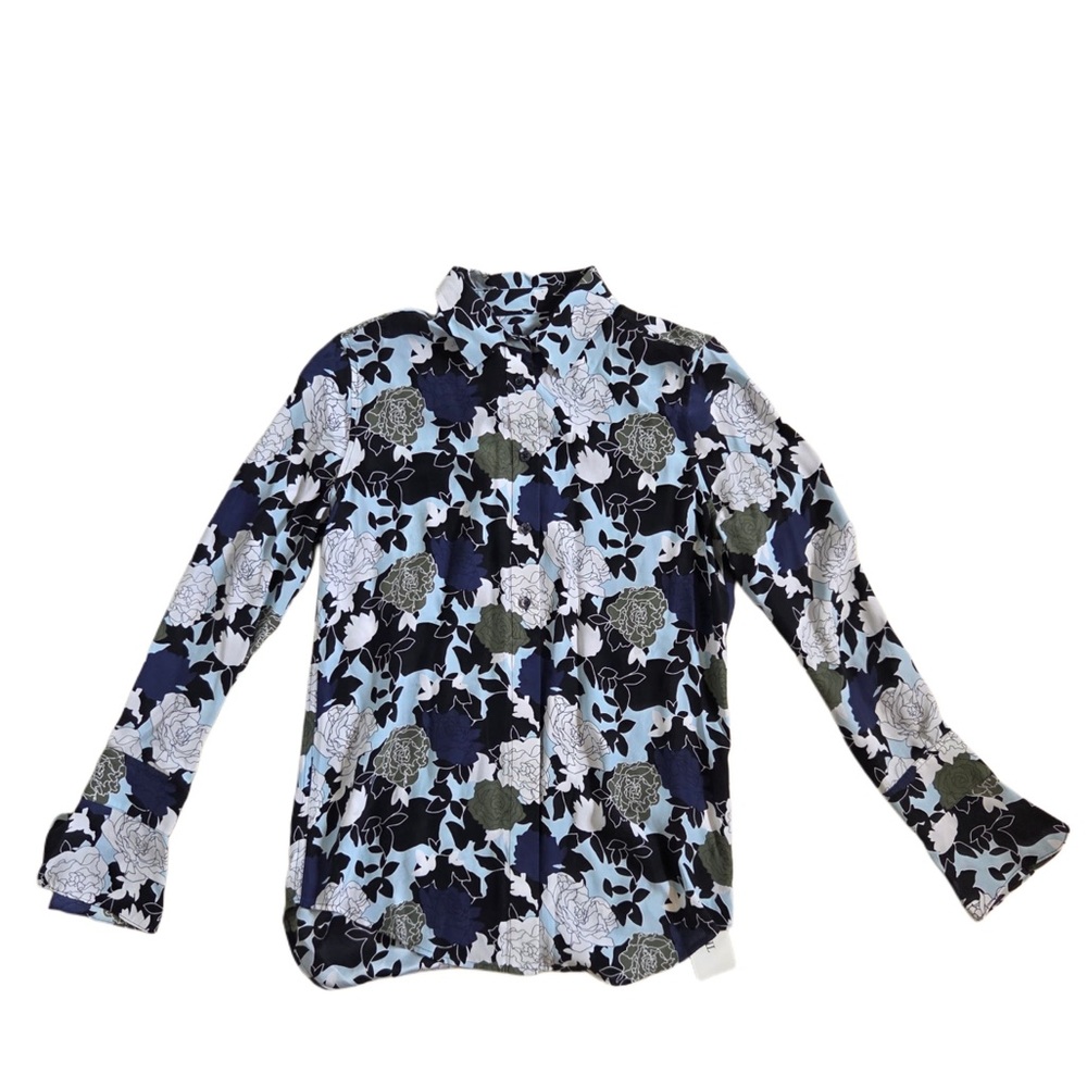 Equipment Size Small Floral Print Blouse - Blue, Black, White